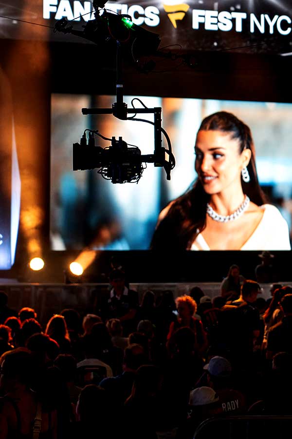photo of camera on cable panning across the stage