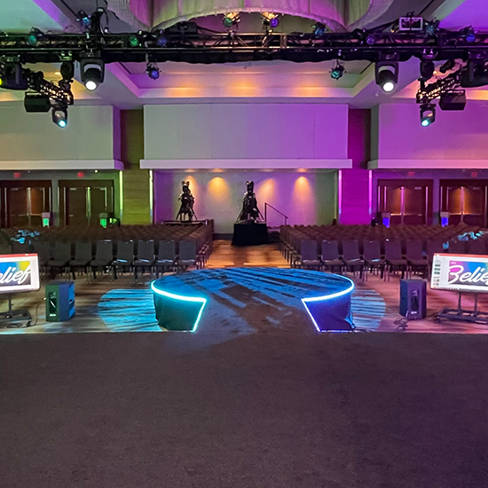 Staging with light rope accent